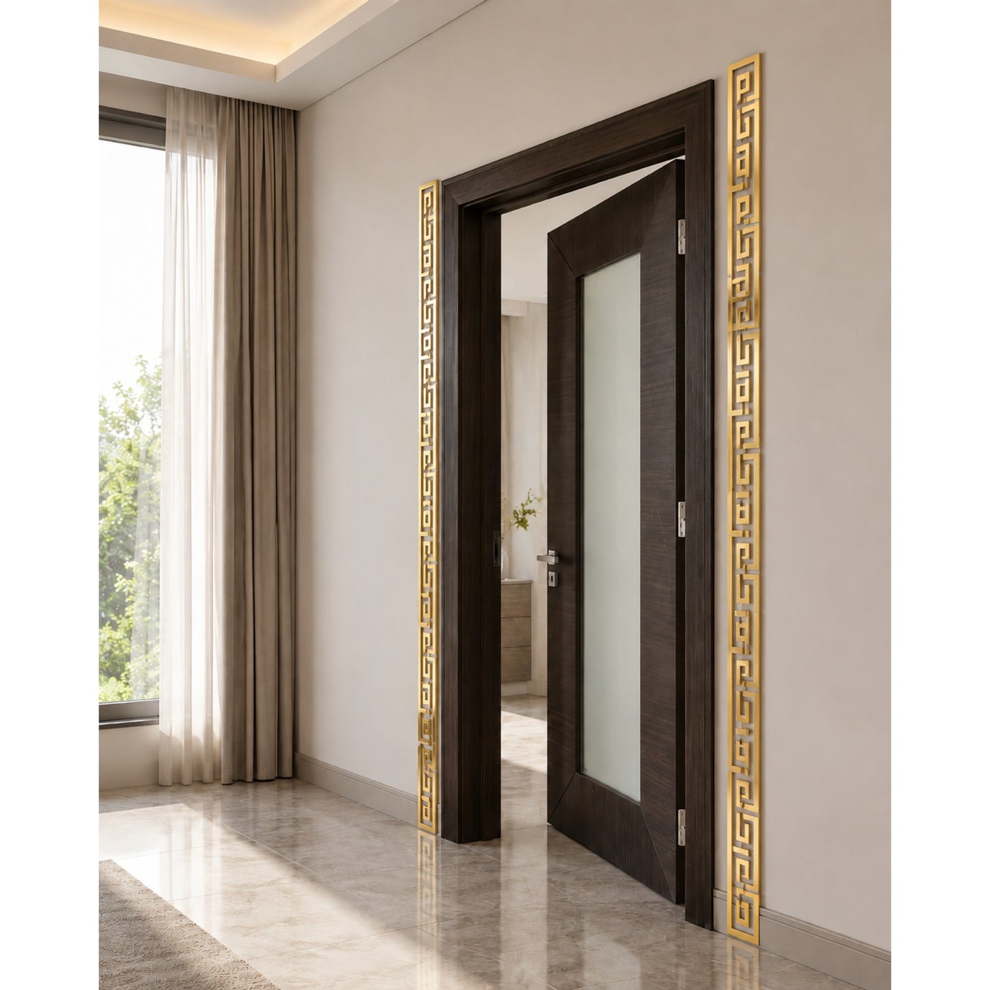 Golden Acrylic Door Border Panel – Luxury Entrance & Door Wall Decor