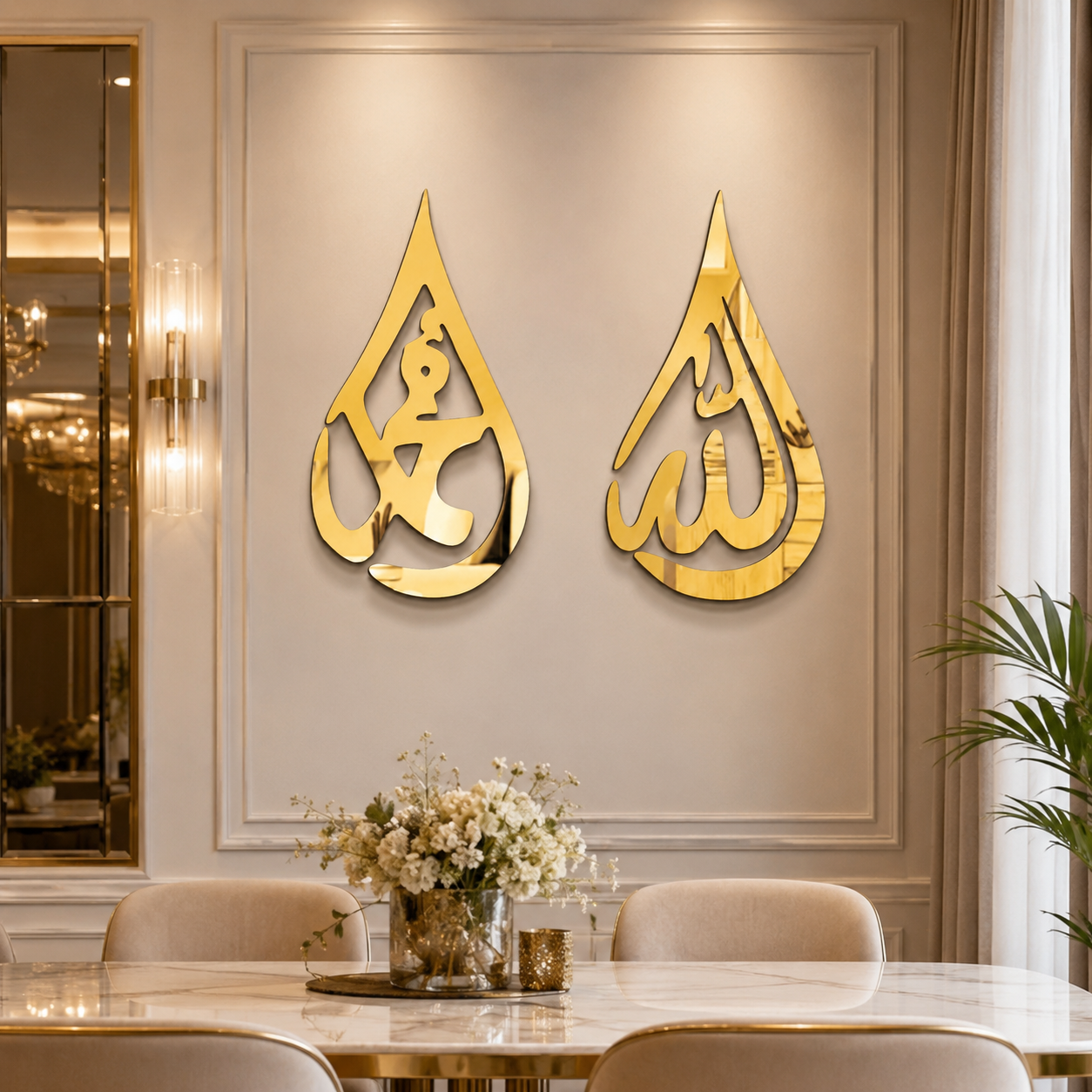 Allah Muhammad Name Golden Acrylic Wall Art