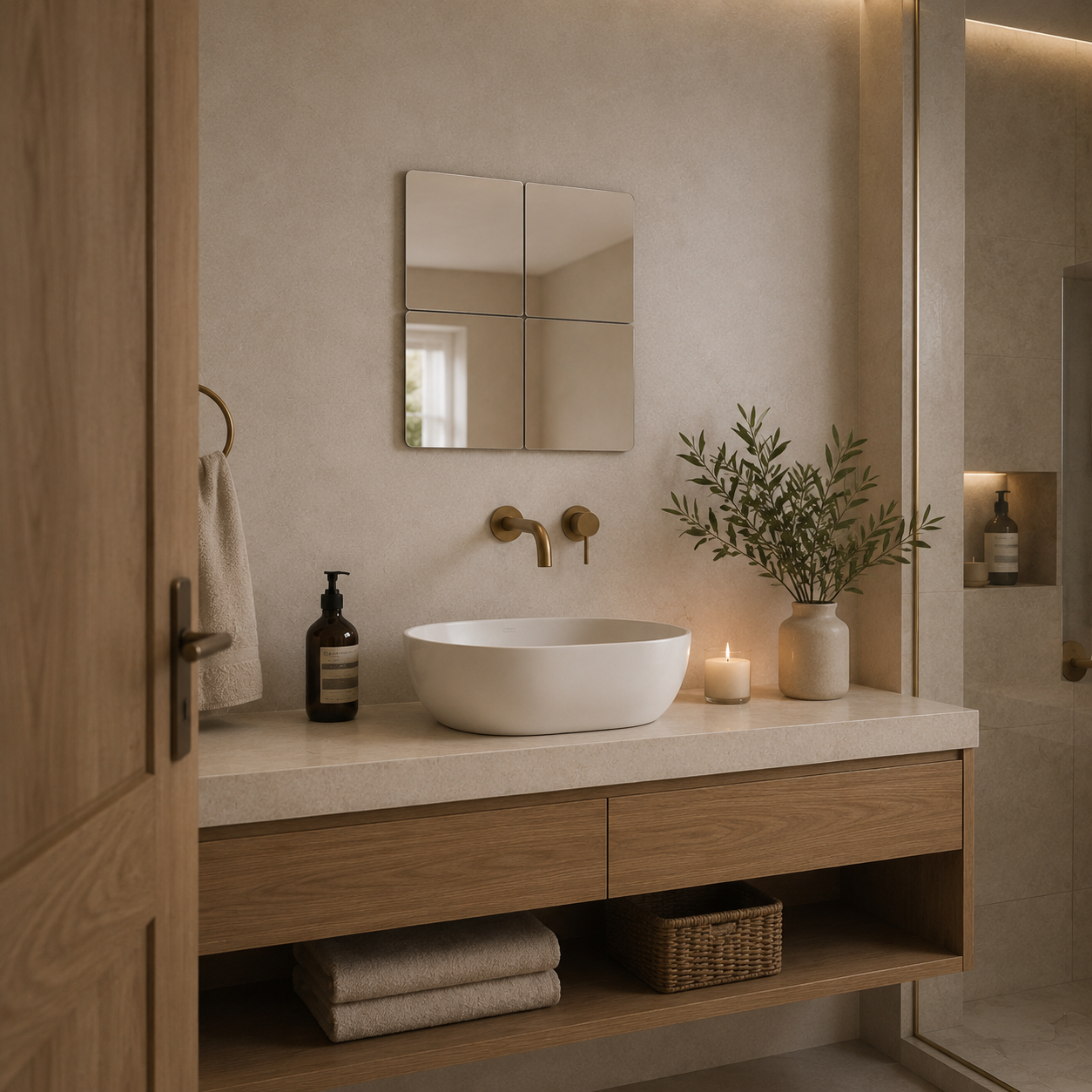 Acrylic Mirror Wall Stickers 1x1 ft – Modern Bathroom & Home Décor