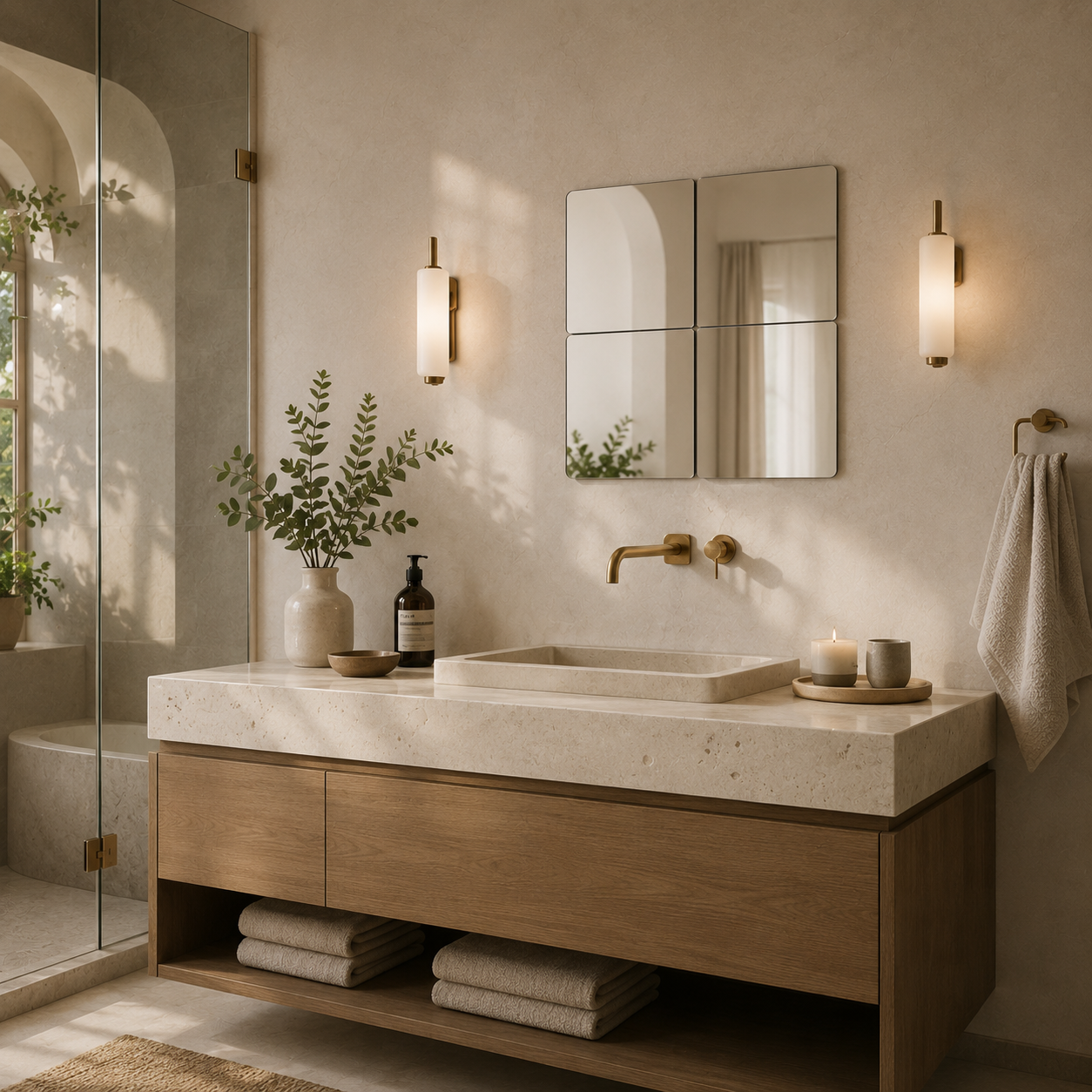 Acrylic Mirror Wall Stickers 1x1 ft – Modern Bathroom & Home Décor
