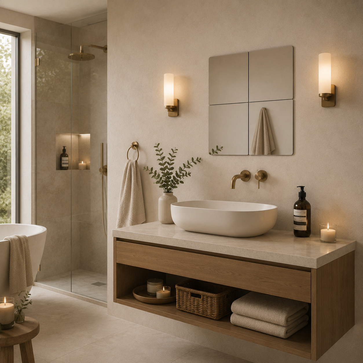 Acrylic Mirror Wall Stickers 1x1 ft – Modern Bathroom & Home Décor