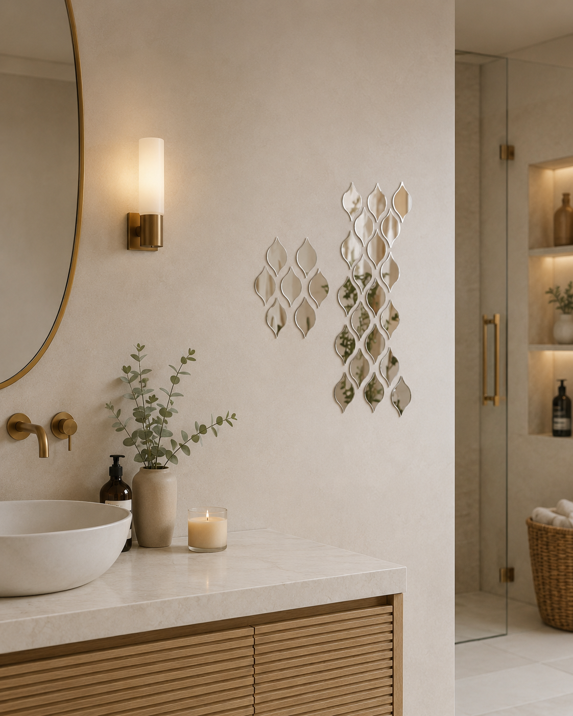 Silver Acrylic Mirror Wall Stickers – Leaf Shape Modern Wall Decor