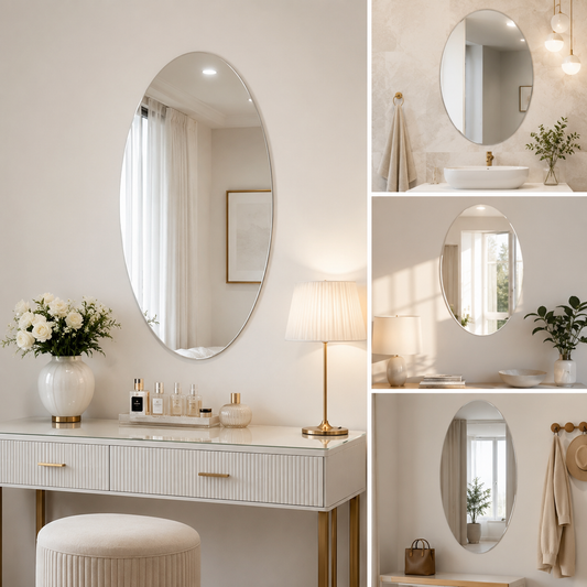 Oval Acrylic Wall Mirror – Modern Bathroom & Dressing Room Mirror