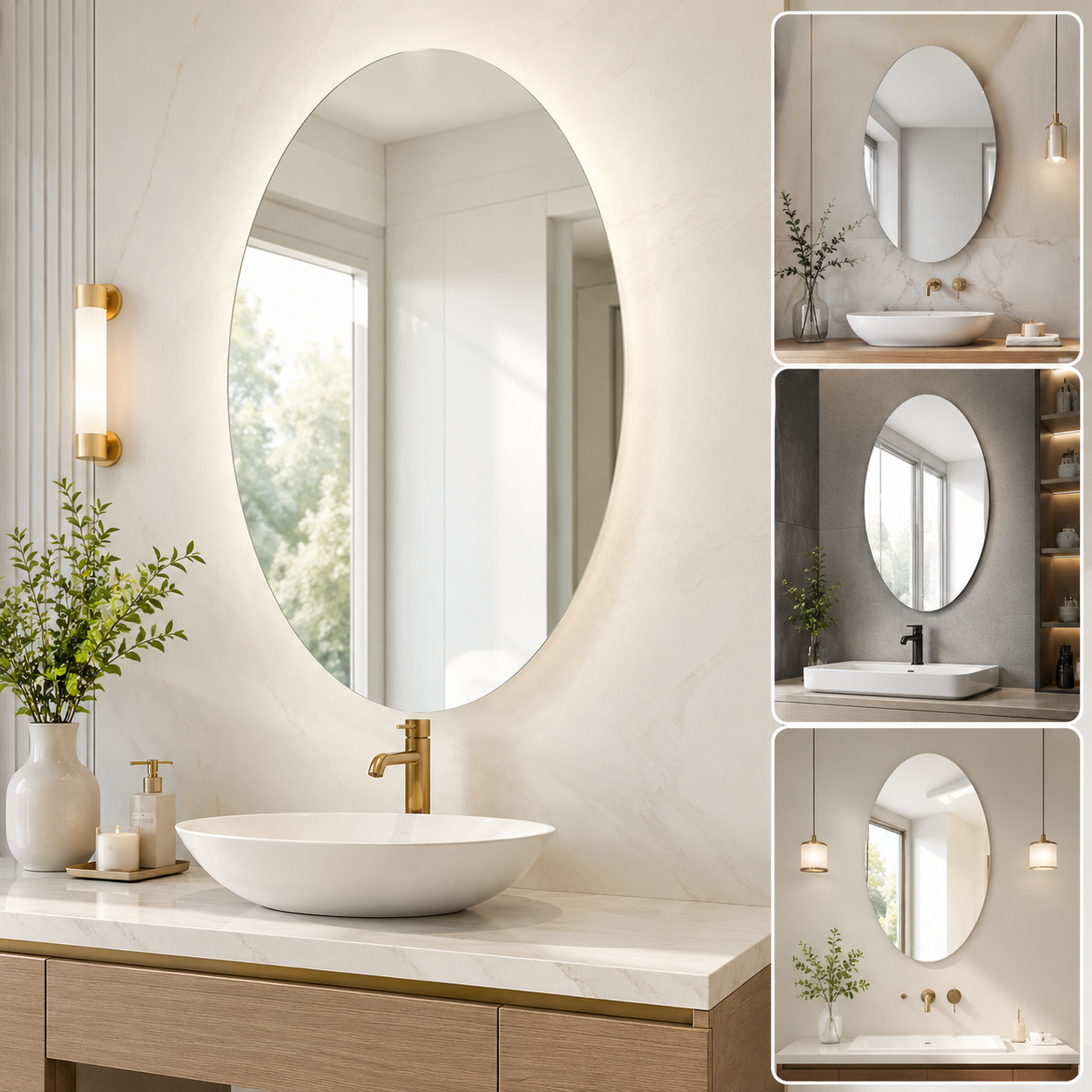 Oval Acrylic Wall Mirror – Modern Bathroom & Dressing Room Mirror