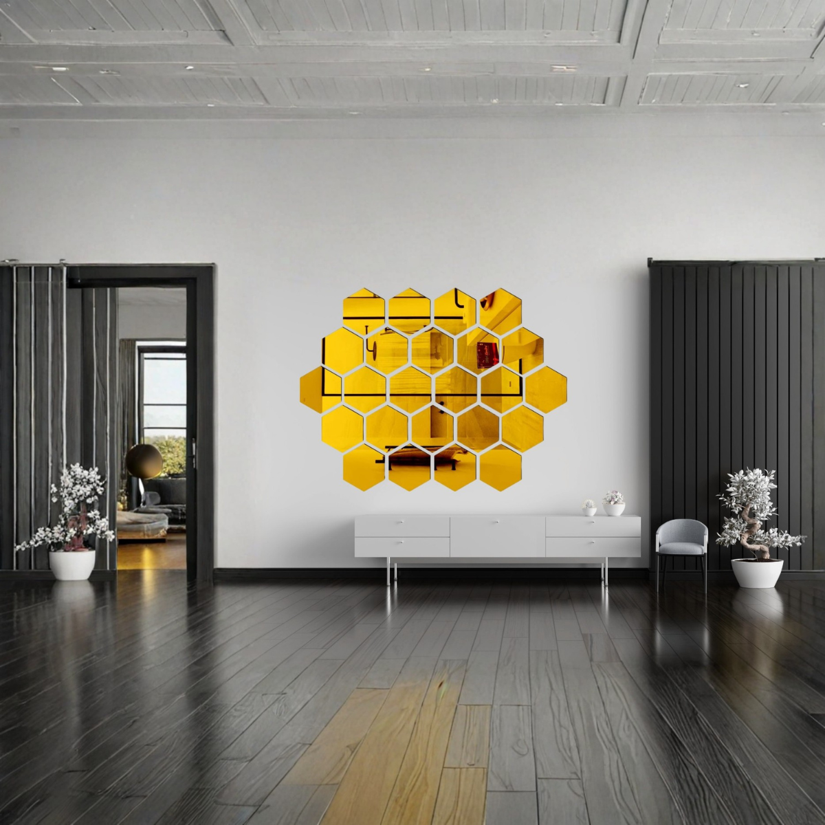 Acrylic Hexagon Wall Decor Mirror  – Modern Geometric Wall Decoration